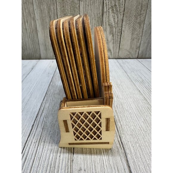 VTG Praha Prague 3D Astronomical Clock Designed Wooden Coasters Set 6 Souvenir - Picture 2 of 10